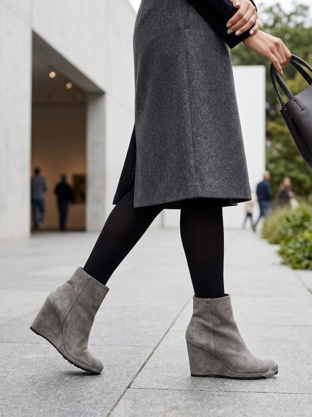 Prada Suede Wedge Ankle Boots EU 35
